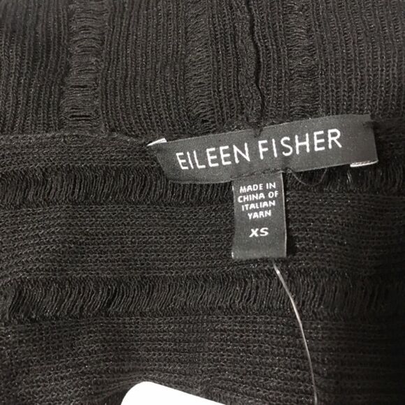 EILEEN FISHER BLACK OPEN KNIT CROP BOXY CARDIGAN NWT XS MINIMALIST‎ - Picture 4 of 10